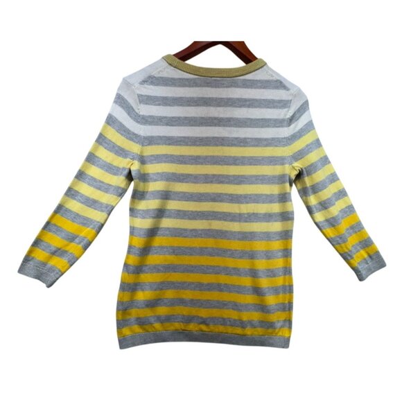 Talbots Womens Petite Striped Knit Sweater SP Yellow & Gray Casual - Picture 9 of 10